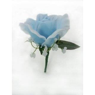    Light Blue Silk Rose Corsage   Wedding Corsage 