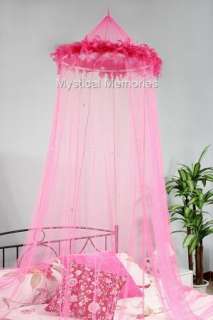 HOT PINK Feather Mosquito Net Bed Canopy  Cot/SBED NEW!  
