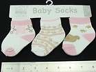 Lot of 3 pairs NWT Socks Stripe Baby Girls Newborn 0 6M Pinks 2072