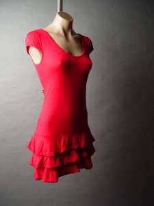 Red soft knit mini dress/tunic. Featuring an embroidered crochet 