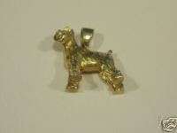 SCHNAUZER DOG PENDANT 14 KT SOLID GOLD 3 D BRAND NEW  