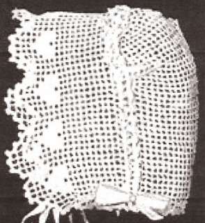 Vintage Antique Baby Cap Hat Bonnet Crochet Pattern 6  