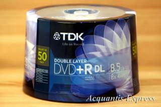 50 TDK 8X Silver 8.5GB Double Dual Layer DVD+R DL ★★