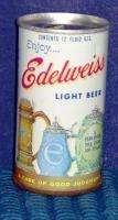 TIN EDELWEISS LIGHT ASSOCIATED 12/oz BEER CAN PULL TAB  