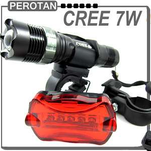 7w LED Bicycle Front Rear Head Light Flashlight Torch  