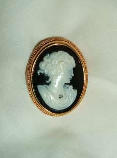 Vintage Signed Cameo HABILLE Pin Pendant  