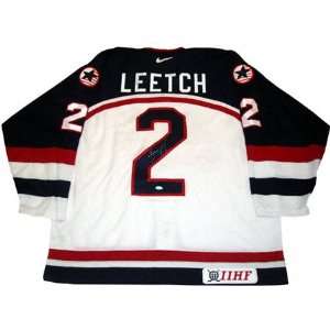    Brian Leetch Autographed Team USA Jersey: Sports & Outdoors