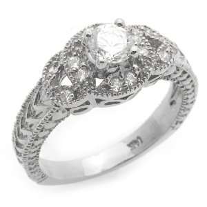 14K Engagement Ring 0.6ctw CZ Cubic Zirconia Solitair White Gold Ring