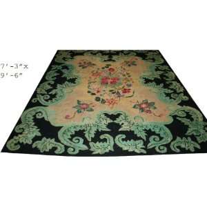  A Goegeous Antique Room Size American Hooked Rug Kitchen 