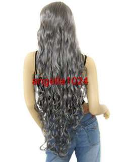 40 ex long spiral curly dark grey cosplay wig 56C  
