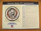 Chicago Bears NFL team 75th Anniversary logo patch W&W Willabee & Ward
