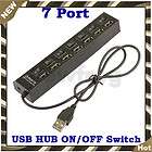 Mini 7 Port USB 2.0 High Speed Hub ON OFF Sharing Switch With AC 