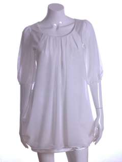 US Ruffled Long shirt/Top Tunic Dress JP327 White  