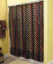19 PC CHOCOLATE BROWN BRIGHT DOTS DOTTED BATHROOM COLLECTION ACCESSORY 