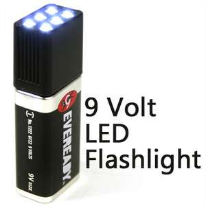  Volt LED Flashlight Torch w/ 6 White Light Bulbs 9V Battery  