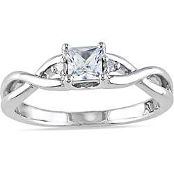   3ct TGW White Sapphire and Diamond Accent Ring  