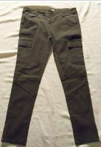 Per Se Size 2 Juniors Skinny Cargo Pants Green New NWOT  