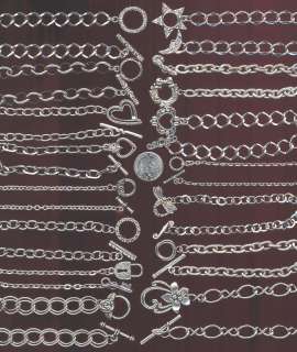 ANTIQUE SILVER PLATED TOGGLE CLASP CHAIN BRACELETS  