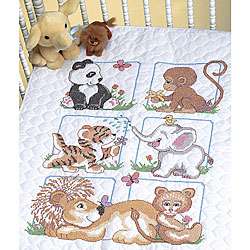 Animal Babies Stamped Cross Stitch Quilt Kit  Overstock