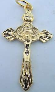 Crucifix Petite Gold Plated Religious Medal Grail Cross  