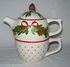harry and david porcelain holiday print tea pot w cup