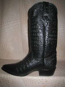 New Mens Black Embossed Full Alligator Croc Belly Boots  