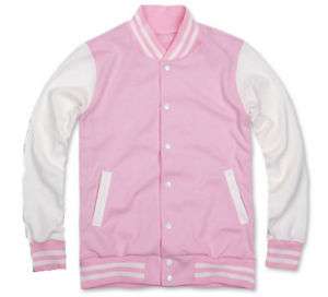 New Baseball Jacket Pink/Cotton Casual jumper XS~XXL sz  