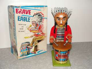 Vintage Battery Operated Brave Eagle Drummer in the Box  