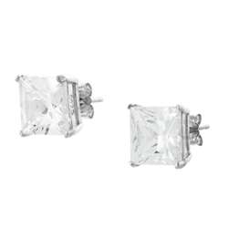 Sterling Silver Square Cubic Zirconia Stud Earrings  Overstock