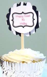   Zebra Stripe Cupcake Toppers Favors Party Picks Birthday Print  