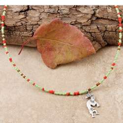 Sterling Silver Kokopelli Seed Bead Necklace (USA)  