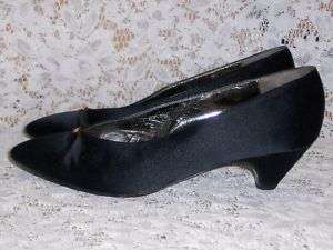 Black Satin GUCCI Pumps Dress Shoes 38.5  