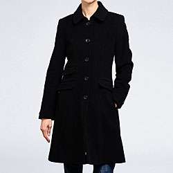 DKNY Womens Cashmere blend wool Fitted Coat  
