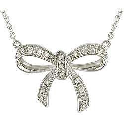 10k White Gold Diamond Accent Bow Necklace  
