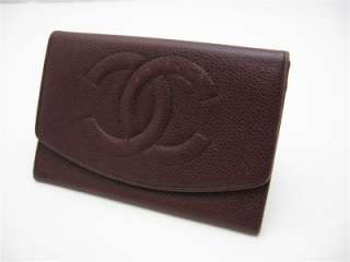Auth. Chanel Brown Caviar Leather Small Clutch Wallet  