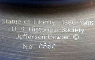   Glass Pewter Plate   Statue of Liberty US Historical Society Ltd Ed