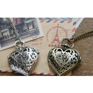   Hollow Heart  Shaped Pattern Pocket Watch Necklace: Everything Else
