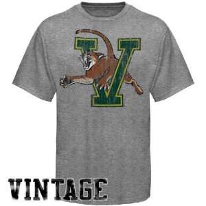  Vermont Catamounts Ash Big Logo Vintage T shirt: Sports 