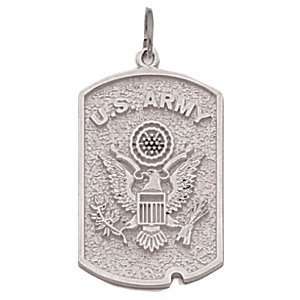  1in US Army Dog Tag   Sterling Silver Jewelry