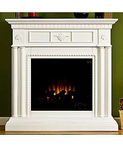 Huntington White Electric Fireplace  Overstock