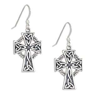   Silver Trinity Knots Celtic Cross Earrings on French Wires Jewelry