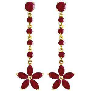  14k Gold Chandelier Earrings with Genuine Rubies Jewelry