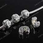 5X CLEAR CRYSTAL SILVER FINDINGS EUROPEAN STOPPER LOCK BEADS FIT CHARM 