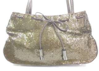 ANYA HINDMARCH Gold Sequin Pochette Tote Handbag  