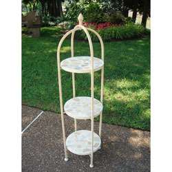 Iron/ Natural Stone Round Three tier Plant Stand  Overstock