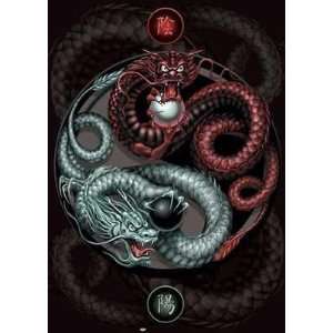 Yin Yang Guardians   Dragons Poster Print 