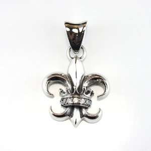  Sterling Silver Fleur De Lis and Crown Pendant Belavier 