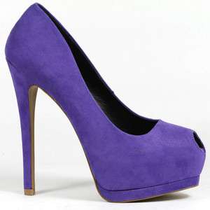 Purple Velvet Open Toe Platform Heel Pump 8 us Qupid Tatum 01  