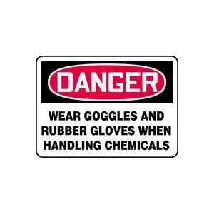   RUBBER GLOVES WHEN HANDLING CHEMICALS Sign   10 x 14 Adhesive Vinyl