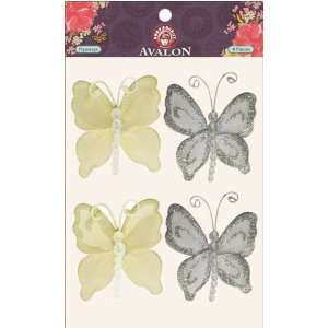 Avalon Flyaways Butterflies Glittered Cream/Silver